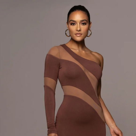 Chocolate Mesh Dress - Picture 1 of 3